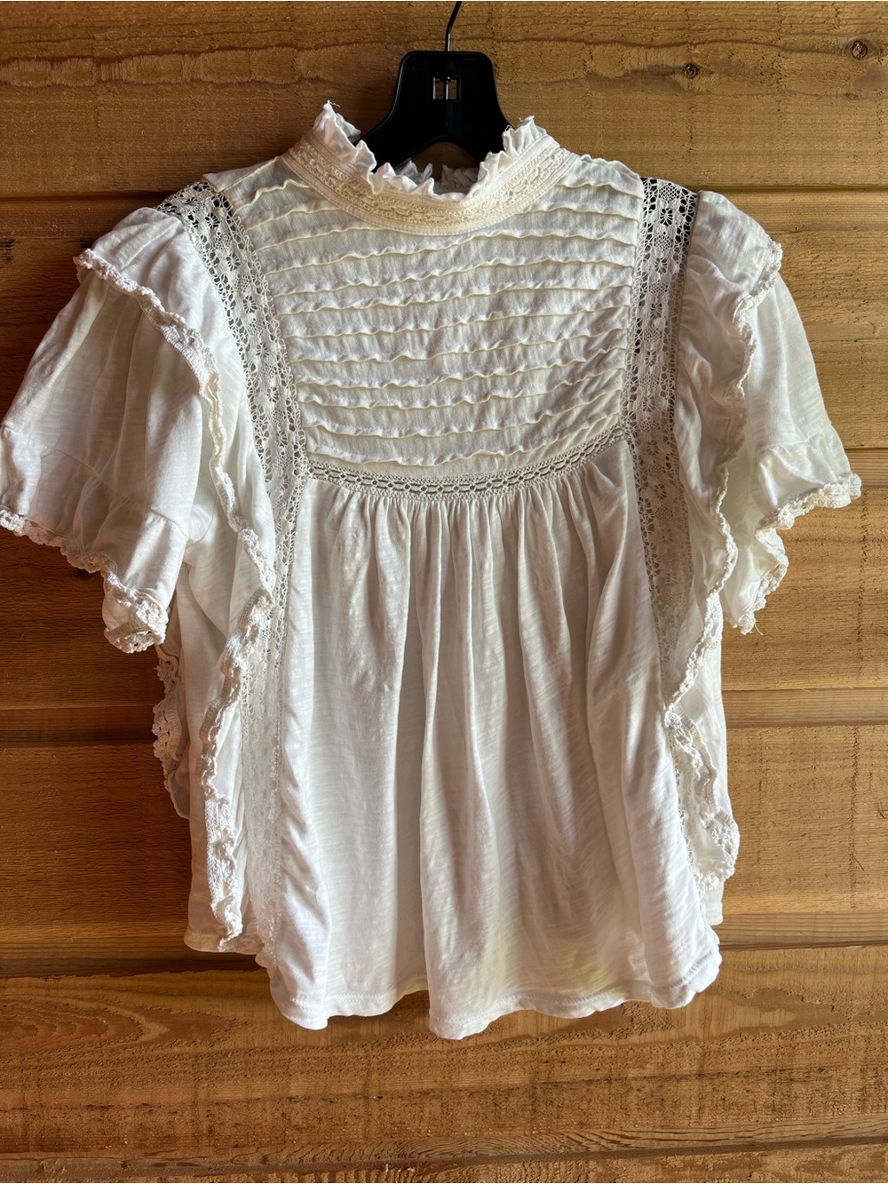 FREE PROPLE - 100% Cotton Smocked Yoke Lace Top